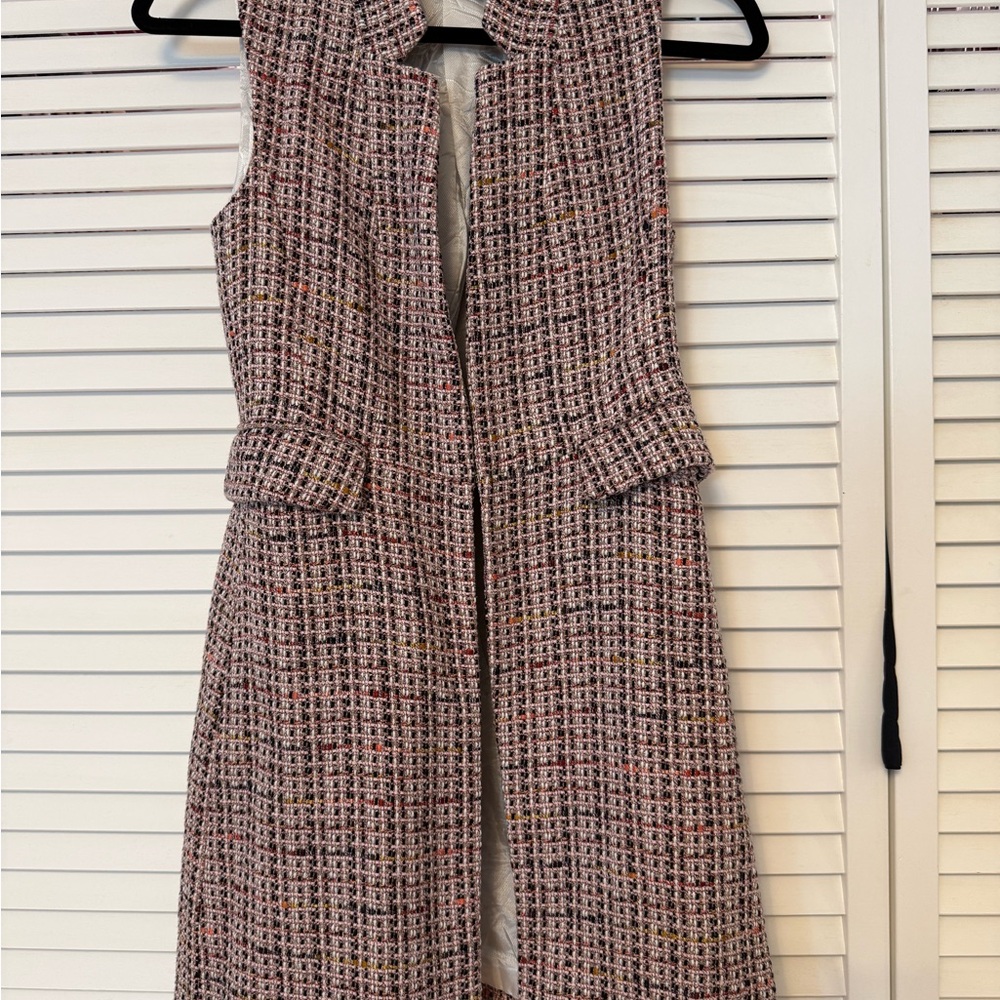 Zara Pink Tweed Sleeveless Long Vest